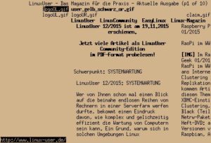 Abbildung 3: Links2 als Textbrowser in einem X-Terminal …