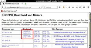 Abbildung 4: Knoppix findet sich auch auf Spiegel-Servern, die das "rsync"-Protokoll unterstützen.