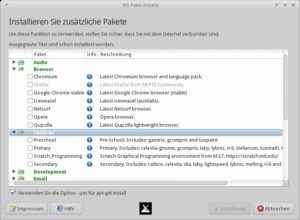Abbildung 5: Über den MX Paket Installer ergänzen Sie das System nach der Installation mit zusätzlichen Paketen.