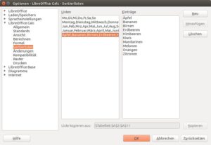 Abbildung 6: Eigene Sortierlisten sind in Calc schnell erstellt und ersparen Ihnen viel Tipparbeit.