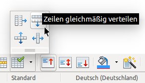 Abbildung 8: In der Symbolleiste "Tabelle" finden Sie Funktionen zum Ausrichten der Spalten und Zeilen.