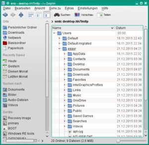 Abbildung 9: Wenn Windows 10 klassisch den Zugriff über das SMB-Protokoll erlaubt, klappt es auch unter Linux.