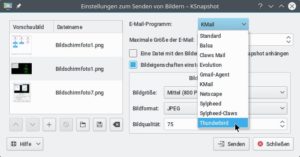Abbildung 9: KSnapshot versendet Ihre Screenshots direkt per Mail – auf Wunsch in einer kleineren Auflösung oder mit einem anderen Mailprogramm als KMail.
