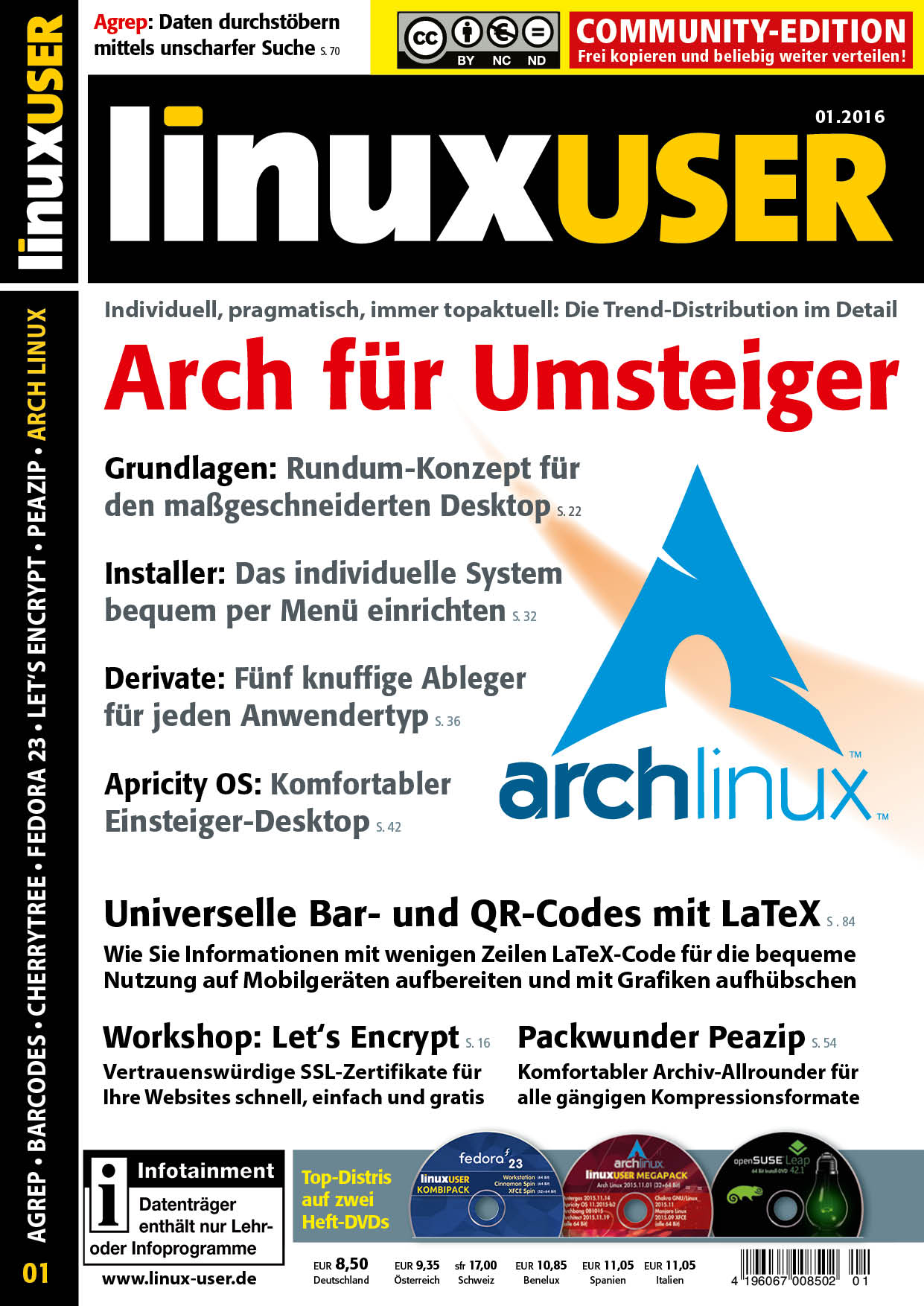Heftcover LinuxUser Community Edition 01/2016