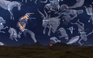 Abbildung 2: Stellarium zeigt auf Wunsch Sternbilder an, die Sie bei Bedarf durch eigene Abbildungen ersetzen.