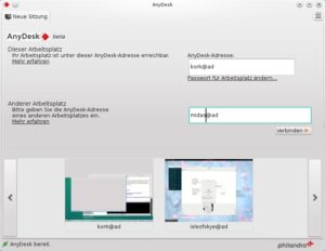 Abbildung 2: Das Hauptfenster von Anydesk beschränkt sich im Wesentlichen auf die Eingabe des Rechners, mit dem Sie sich verbinden möchten.