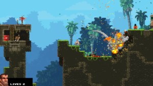 In Broforce explodieren ständig Gegenstände oder Bestandteile der Landschaft.