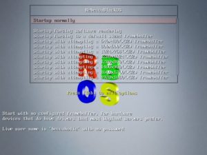 Abbildung 1: Der Bootmanager von RebeccaBlackOS listet zahlreiche Optionen für unterschiedliche Hardware auf.