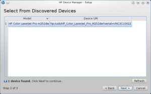 Abbildung 2: Ist die Software Hplip ausreichend aktuell, erkennt sie den angeschlossenen Drucker in der Regel problemlos.