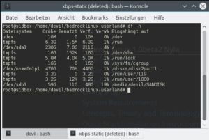 Abbildung 3: Bedrock selbst umfasst nur 70 MByte, dazu kommt jedoch das Host-System und die zusätzlichen Distributionen.