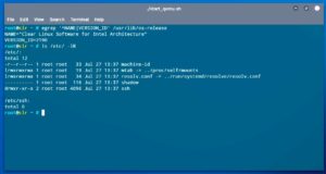 Abbildung 3: Der Bootprompt einer frisch gestarteten Clear-Linux-Instanz.