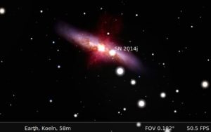 Abbildung 3: Aufblitzen der Supernova SN 2014J in der Galaxie M82 im Januar 2014.
