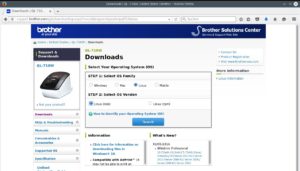 Abbildung 1: Brother bietet auf der englischen Version seiner Website Linux-Treiber für den QL-710W an.