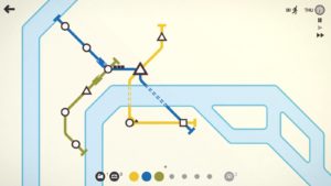 Abbildung 1: Hier fahren in Berlin drei Linien. Der grüne Zug bringt gerade einen dreieckigen Passagier zum nächsten dreieckigen Bahnhof. Das große Dreieck repräsentiert einen Intersection Point.