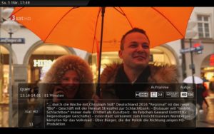 Abbildung 1: Vorspulen bei Werbung, die Programmbeschreibung aus dem per Digitalfunk übertragenen EPG im Blick: So macht Fernsehen Spaß.