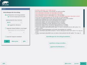 Abbildung 1: OpenSuse nutzt Btrfs als Voreinstellung bei der Installation und erstellt auf Wunsch direkt nach dem Aufsetzen des Systems die ersten Snapshots.