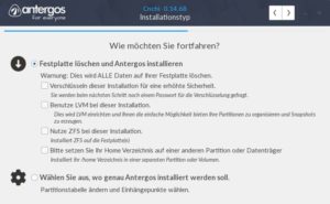 Abbildung 1: Bereits voll integriert ist ZFS in den neuen Cnchi-Installer unter Antergos.