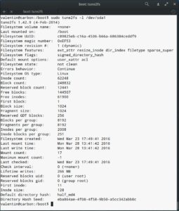 Abbildung 2: Das Tool Tune2fs liest für diese Ausgabe den Superblock eines Ext2-Dateisystems aus.