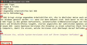 Abbildung 3: Mit diesem Suchen-und-Ersetzen-Kommando werden Sie im Texteditor Vim die lästigen "^M"-Steuerzeichen los.