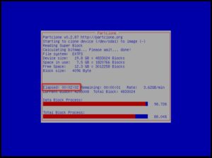 Abbildung 3: In gerade einmal zwei Minuten hat Clonezilla die 7,5 GByte einer Standard-Ubuntu-Installation in ein Recovery-Image verpackt.
