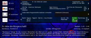 Abbildung 3: Ein Highlight von MythTV ist die "freie Suche", die hier in den Tiefen des Programms (Sender Tagesschau24, 1:30 Uhr) eine Sendung zum Thema "Wein" gefunden hat und automatisch aufnimmt.