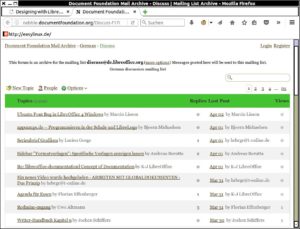 Abbildung 4: Die deutschsprachige Mailingliste des LibreOffice-Dokumentationsteams enthält viele Beiträge.