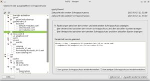 Abbildung 4: Die grafische Oberfläche, die OpenSuse als YaST-Modul zu Snapper mitliefert, erlaubt den Vergleich zweier Schnappschüsse.