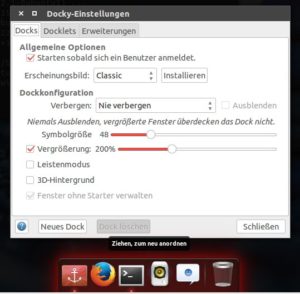 Abbildung 4: Mit Docky haben Sie schnellen Zugriff auf häufig genutzte Programme.