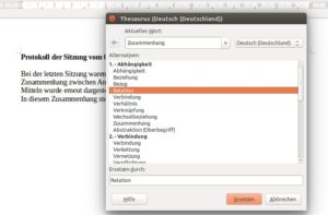 Abbildung 5: Kommt ein Wort zu oft in Ihrem Text vor, können Sie im Thesaurus nach einem passenden Ersatz suchen.