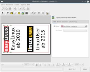 Abbildung 5: Mit gLabels legen Sie unter Linux schnell und unkompliziert Labels an, die Sie anschließend mit dem Labeldrucker drucken.