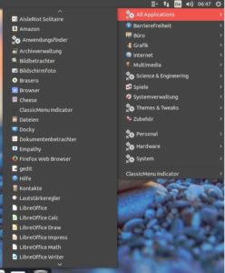 Abbildung 5: ClassicMenu-Indicator integriert eine zusätzliche Möglichkeit, Programme über ein Startmenü zu starten.