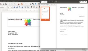 Abbildung 6: Der PDF-Viewer der Distribution (hier Evince unter Ubuntu) zeigt das aus Writer exportierte PDF-Dokument an.