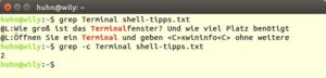 Abbildung 6: "grep" durchsucht Textdateien und zählt die Treffer auf Wunsch selbst.