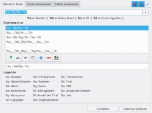 Abbildung 7: Der EasyTAG-"Scanner" wandelt Dateinamensbestandteile automatisch in Tags um.