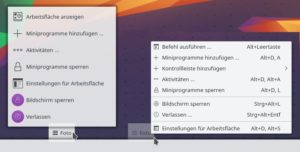 Abbildung 7: So sieht das Hamburger-Menü aus, wenn Sie mit der linken bzw. rechten Maustaste darauf klicken. Hier haben wir es mit der Maus an eine andere Stelle auf dem Desktop gezogen.