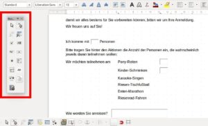 Abbildung 7: LibreOffice Writer hat eine eigene Symbolleiste mit Elementen, die Sie in Formularen benötigen.
