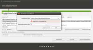 Abbildung 7: Im Installer wählen Sie Btrfs aus.