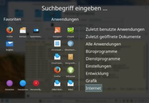 Abbildung 8: In der so genannten "Anwendungsübersicht", die als alternatives K-Menü zur Verfügung steht, überdeckt ein transparentes Menü den ganzen Bildschirm.