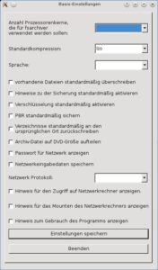 Abbildung 2: Die Basiseinstellungen kommen zum Einsatz, wenn Sie für einzelne Sicherungen keine eigenen Optionen definieren.