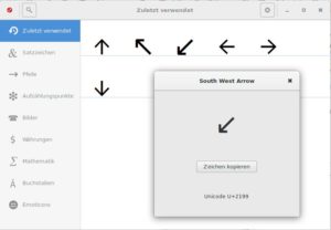 Abbildung 2: Das Programm Gnome-characters sortiert Sonderzeichen in verschiedene, oft unmittelbar einsichtige Klassen.