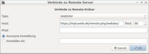 Abbildung 3: Mit wenigen Mausklicks richten Sie den Cloud-Dienst als Netzlaufwerk mit einem Dateimanager wie Pcmanfm ein.