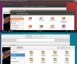Abbildung 4: Die wegen vieler Probleme in anderen Desktop-Umgebungen in Verruf geratenen titelleistenlosen Fenster (Client Side Decoration, unten) unterdrückt Ubuntu Unity (oben) nun zuverlässig.