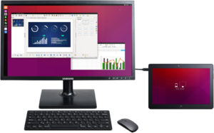 Abbildung 6: Mit via Bluetooth gekoppelter Maus und Tastatur sowie einem HDMI-fähigen Monitor lässt sich das Aquaris M10 theoretisch als Ersatz für einen Desktop-PC nutzen.