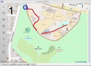 Abbildung 9: Das Programm Foxtrotgps zeigt die gesammelten Daten aus einem GPS-Log als Punkte auf einer Karte an.