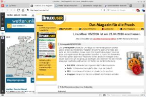 Abbildung 3: Die Web-Paneele zeigen auf Knopfdruck eine zusätzliche Seite an, etwa um die aktuellen Börsenkurse oder das Wetter im Blick zu behalten.