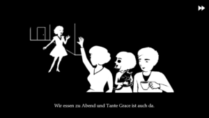 Die Geschichte erzählen Zwischensequenzen in Schwarz-Weiß-Bildern.