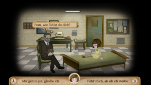 Dialoge erfolgen im Multiple-Choice-Verfahren, wobei Fran immer nur zwei Antwortmöglichkeiten besitzt.
