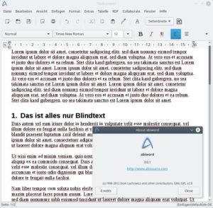 Abbildung 1: In Abiword nutzen Sie die zentralen Features einer Textverarbeitung genau wie in den größeren Anwendungen LibreOffice Writer oder Microsoft Word.