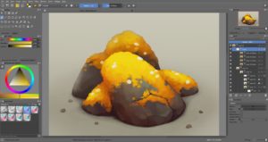Abbildung 1: Im neu gestalteten Ebenen-Dialog von Krita 3.0 lassen sich Layer nun gruppieren und mit Tags organisieren.