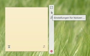 Abbildung 11: Plasmoide wie Notizzettel löschen Sie vom Desktop, indem Sie die linke Maustaste ein paar Sekunden darauf gedrückt hält und dann auf den Löschknopf klicken.